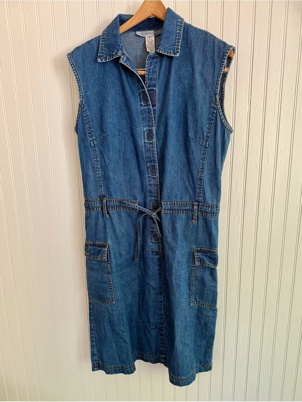 100% Cotton Denim Dress Size 6 - Sleeveless - Blue